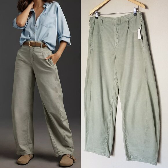 NEW Anthropologie Pilcro The Vintage Bow Barrel Full Length Pants 29 Grey $148 - Picture 4 of 16